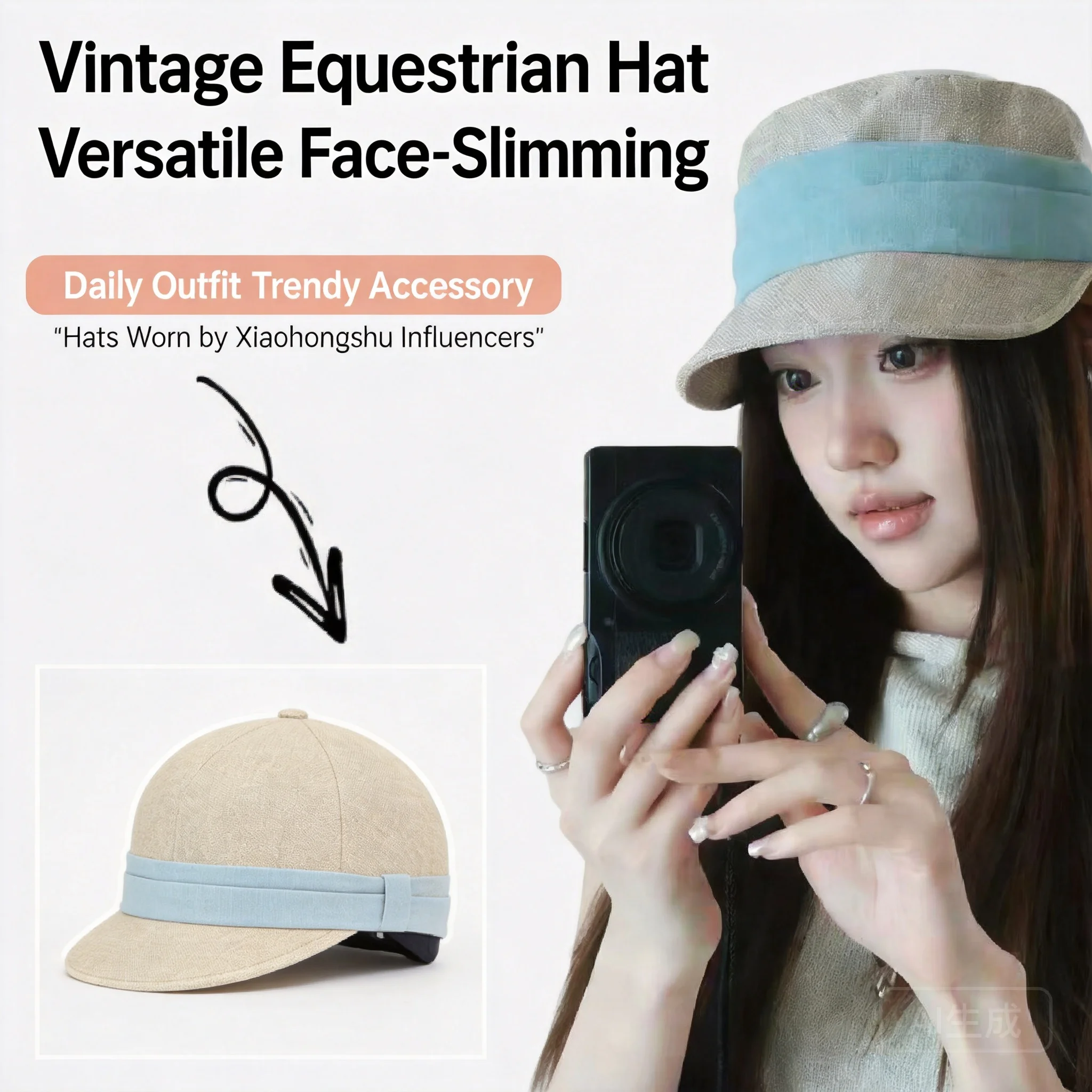 Summer Vintage Wrinkled Cotton Linen Flat Top Equestrian Cap For Women Striped Sun Protection Breathable All Match Peaked Cap
