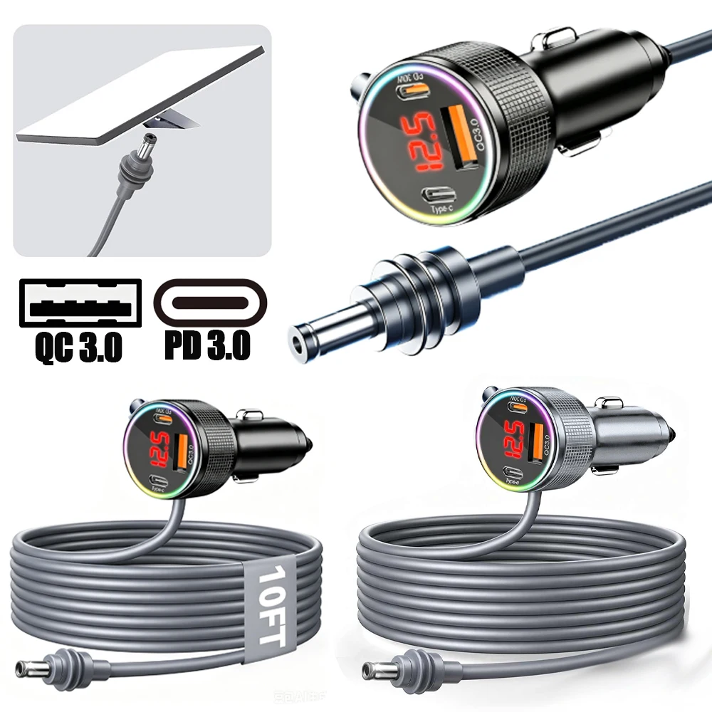 Für Starlink Mini 2/3m Auto-Adapter 10FT Kabel Autoladegerät 12-24V Zigarettenanzünder-Adapter PD QC3.0 für Auto LKW Wohnmobil Zubehör