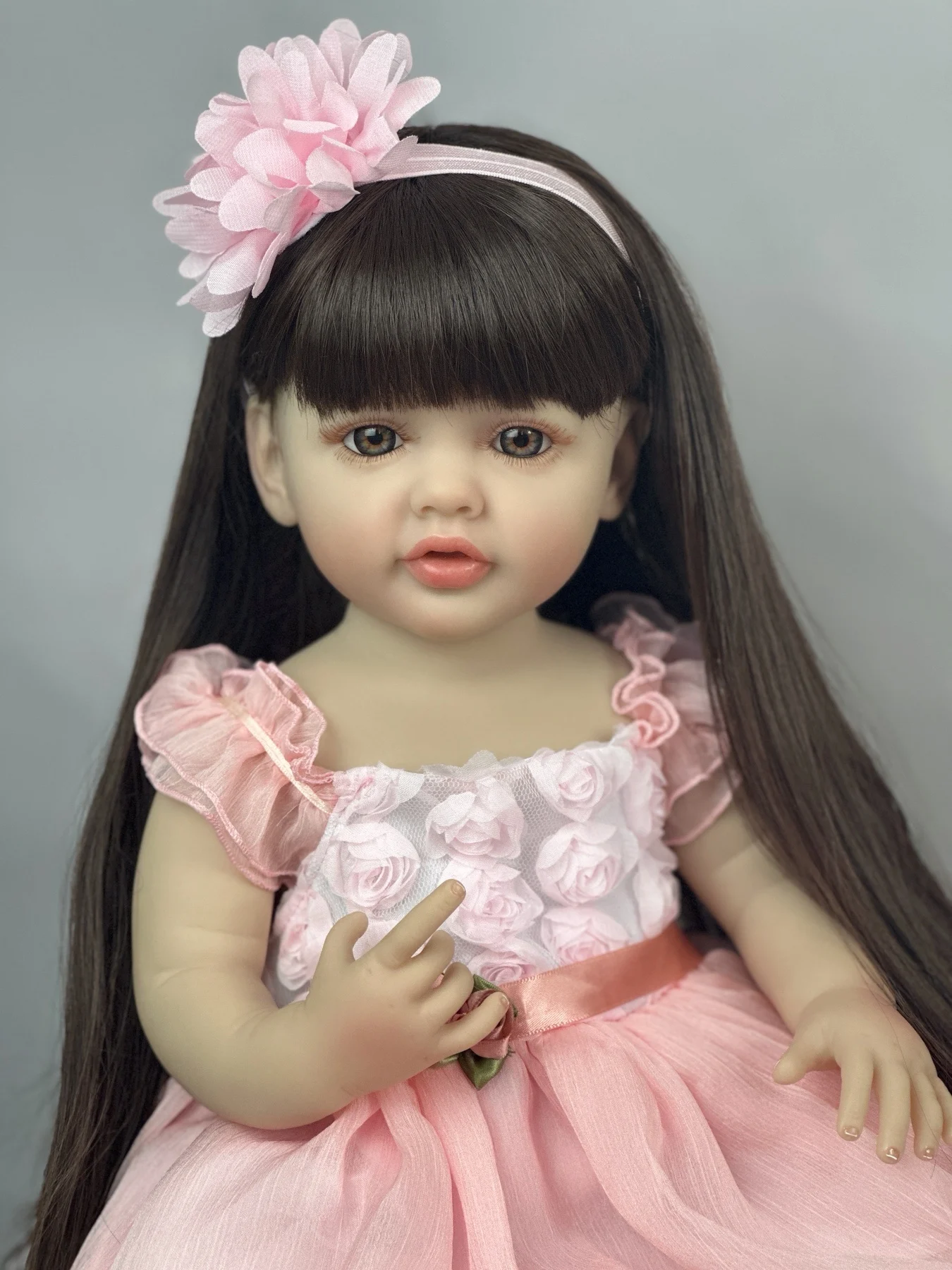 55 CM Soft Full Body Silicone Vinyl Princess Toddler Art Bebe Lifelike Reborn Baby Girl Doll Toy Birthday Gifts for Child