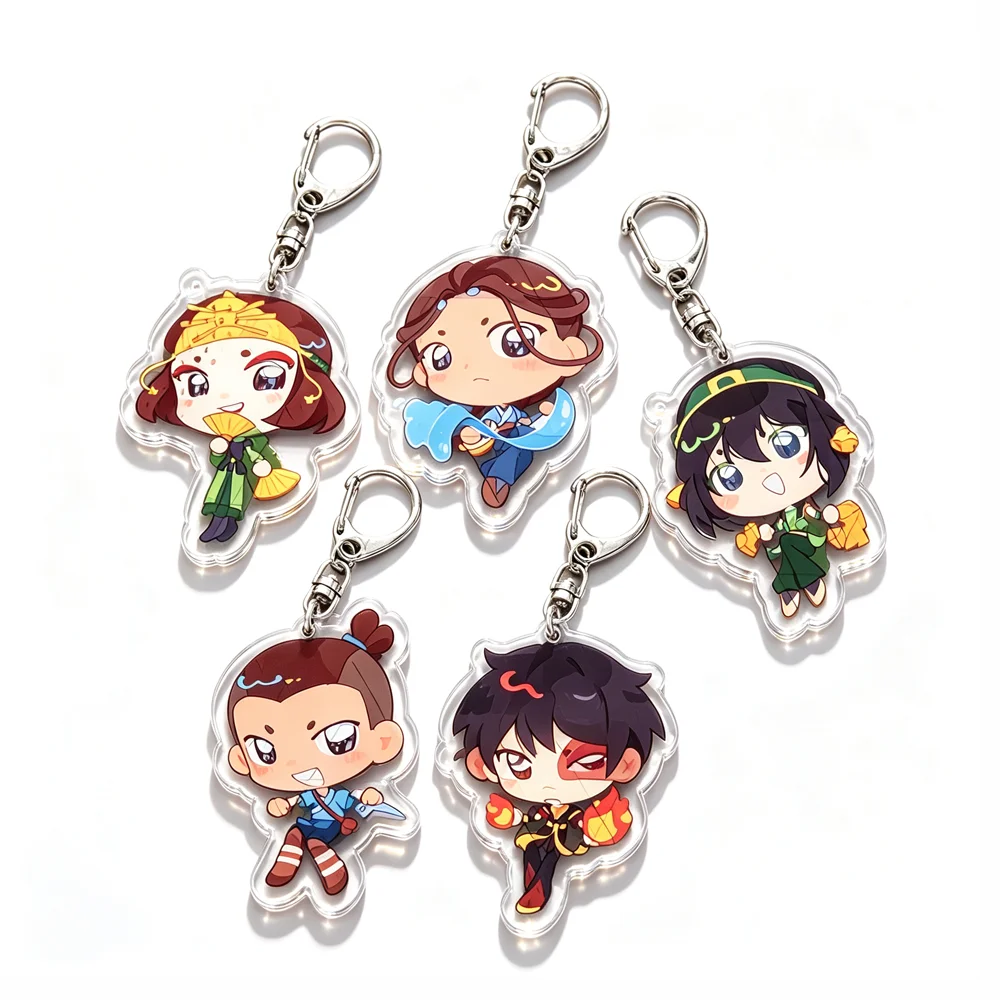 Llavero Acrílico de Avatar, El Último Airbender, Versión Q, con Personajes Zuko, Katara, Toph, Sooka, Keyri, Colgante para Mochila, Regalo