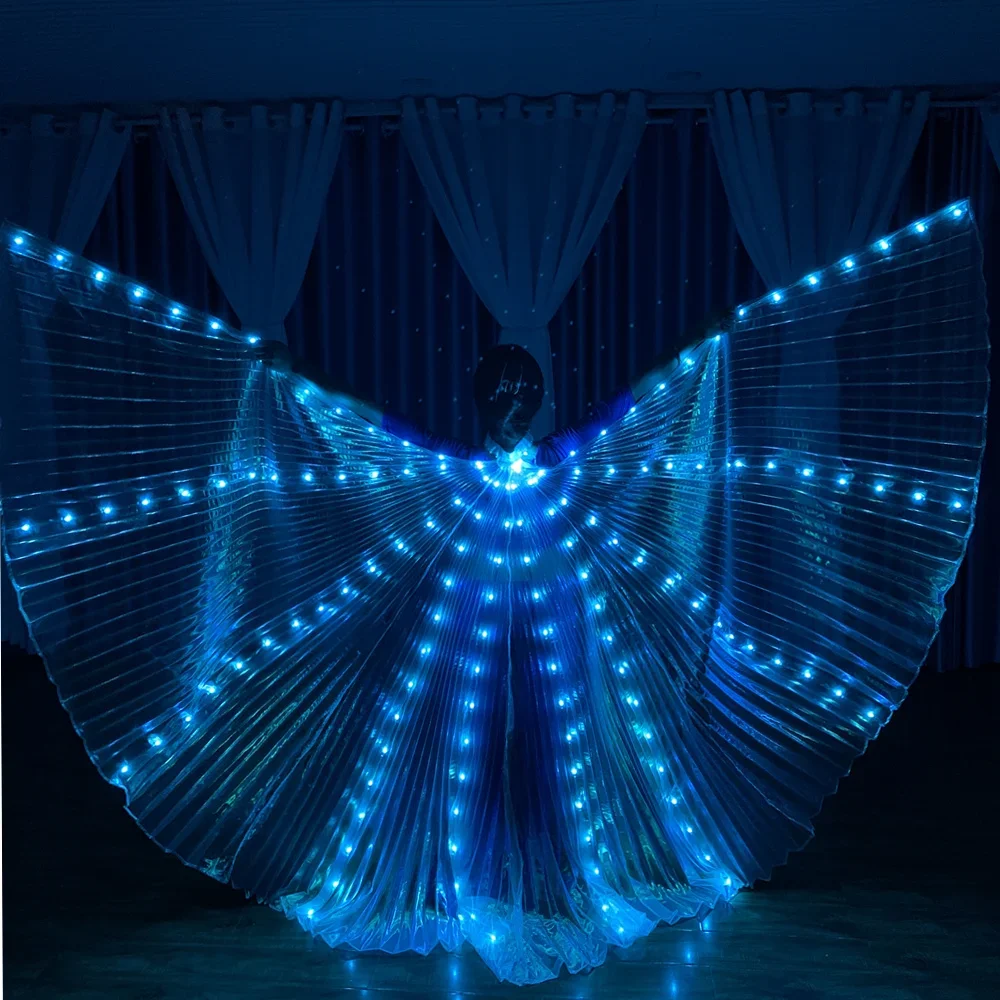 أجنحة مضيئة للرقص الشرقي بإضاءة ليد ، قوس قزح ، أجنحة إيزيس الملونة المتغيرة ، أزياء لحفلة كرنفال ، ملابس رقص للعرض