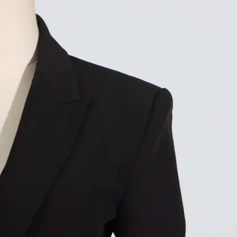 เสื้อเบลเซอร์แฟชั่นผู้หญิงสำหรับฤดูใบไม้ร่วง ดีไซน์เซ็กซี่ คอวี ตัดต่อผ้าแบบผูกโบว์ผีเสื้อ ช่วงเอวเข้ารูป