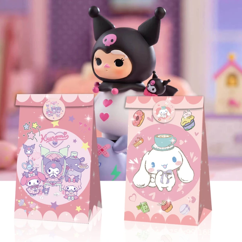 sanrio kuromi my melody party candy kraft paper bag sealing packaging  birthday gift ziplock bag toy storage animegift wholesale