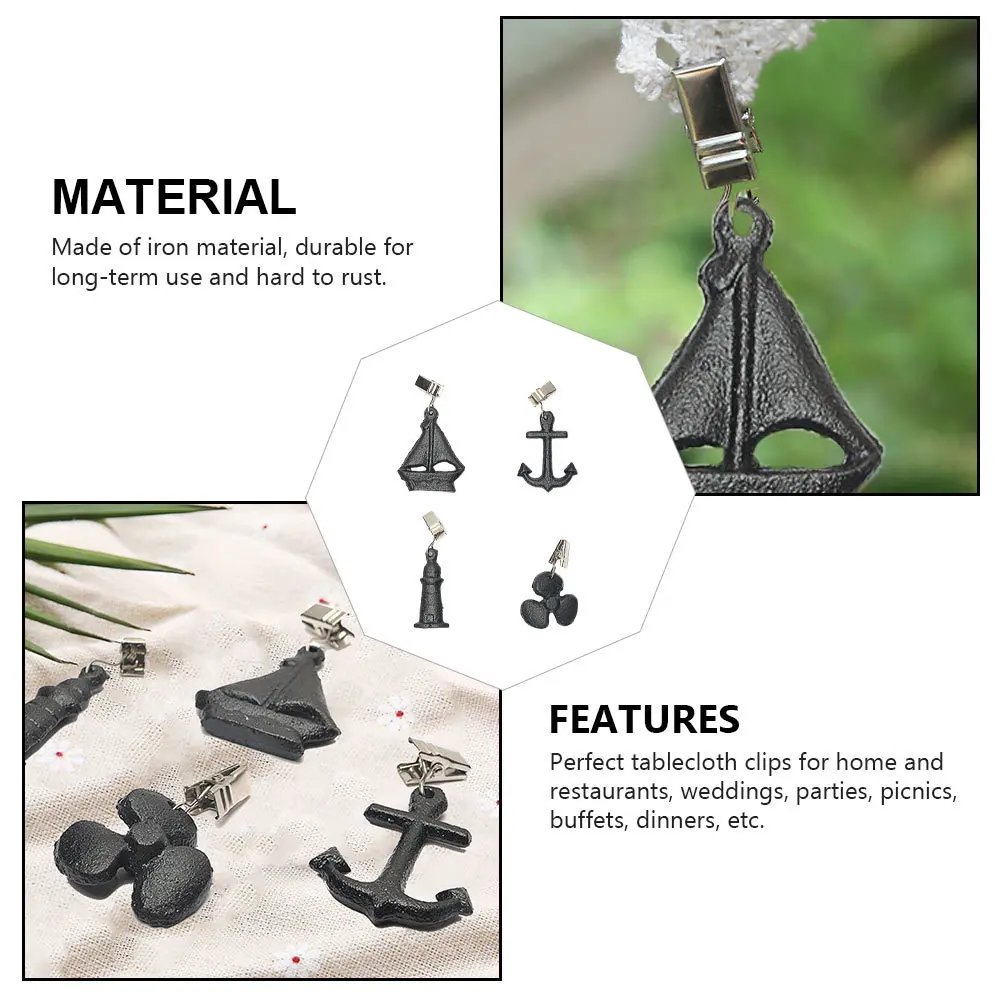 

1Set Tablecloth Clips Iron Strong Retro Marine Style Clamps for Party Picnic Camping Table Skirt Holders Windproof Heavy