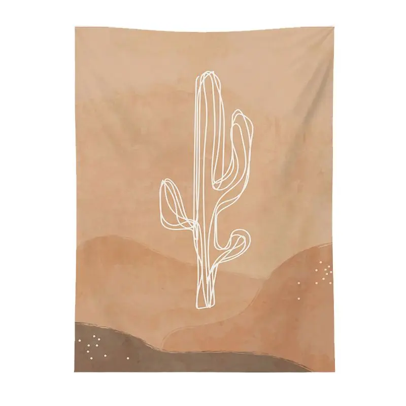 VIKAMA Morandi Desert Cactus Tapestry, Bohemian Earth Color Abstract Hill Wall Hanging for Bedroom Living Room Decor