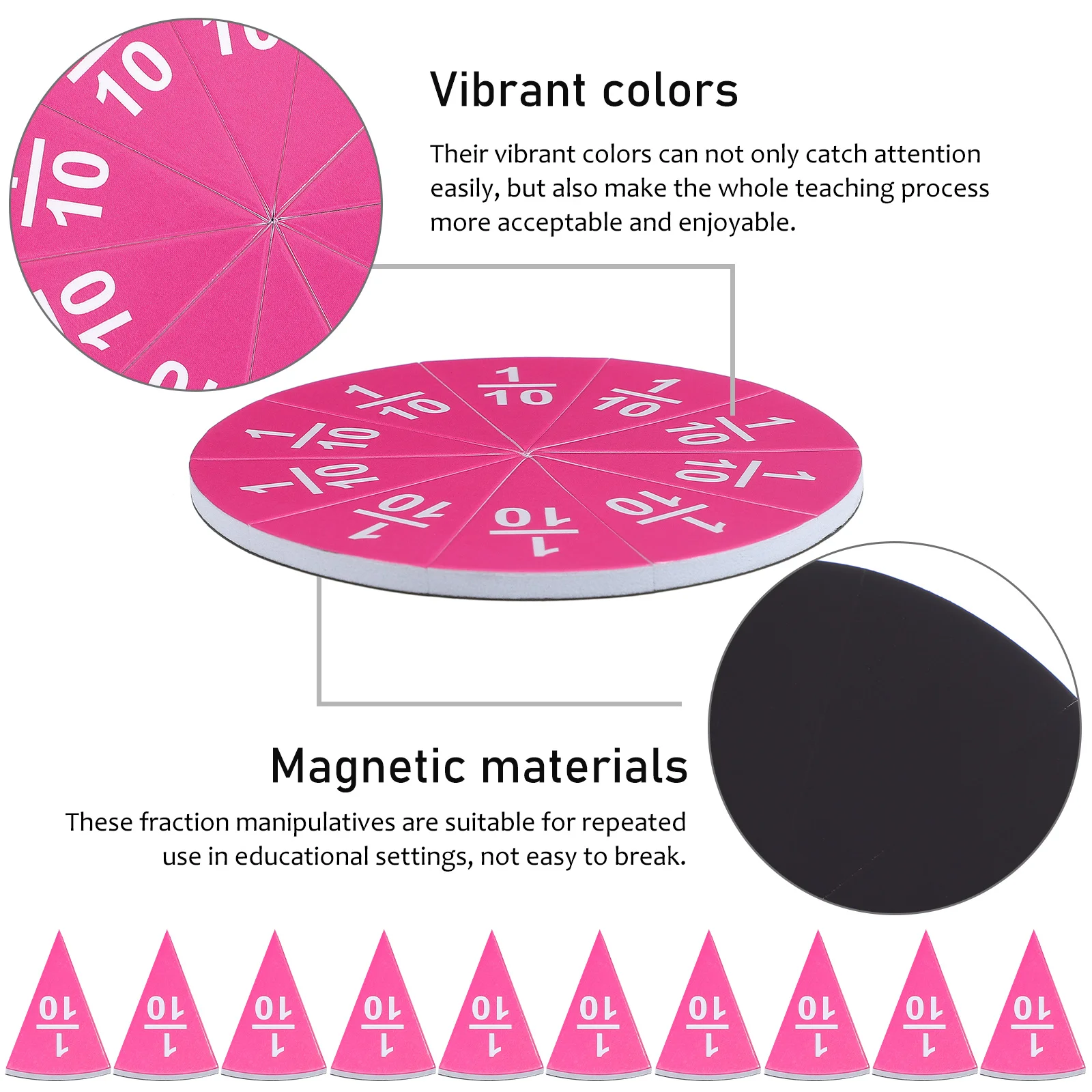 51 Uds. Instrumento de fracciones EVA demostrador Montessori matemáticas juguetes educativos fraccionales herramienta de aprendizaje para niños juguete para regalo