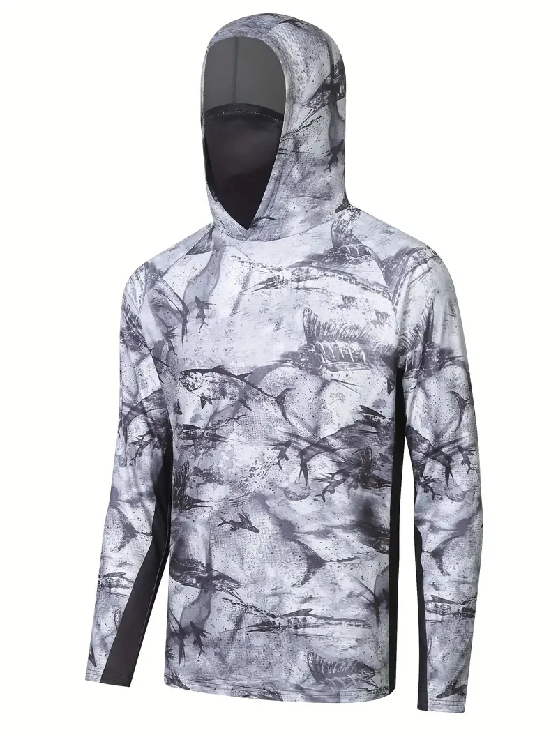Men Uv Face Mask Fishing Clothing Long Sleeve Hoodie Shirts Sweatshirt Fishing Jersey Hooded