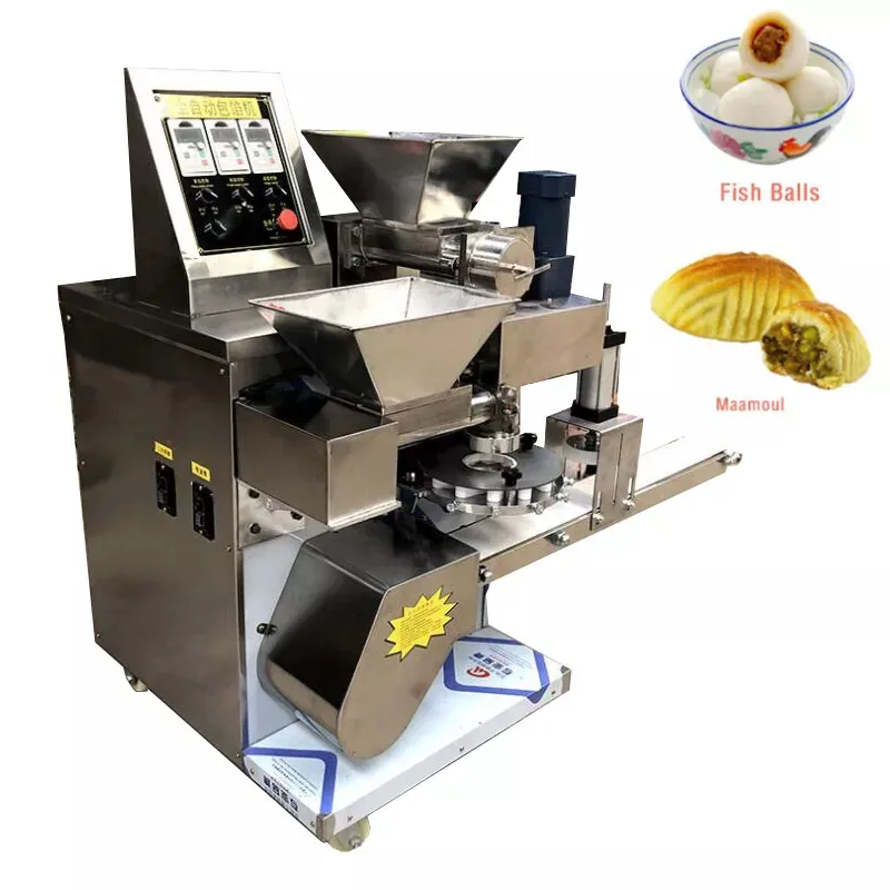 

2023Stuffed Steamed Bun Filling Encrusting Machine Automatic Dough Rounder Pie Pastry Fish Meatball Burger Patty Forming Machine