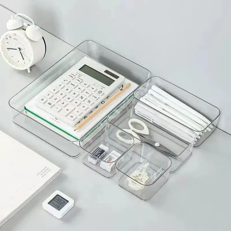 Multifunctional Cosmetic Stationery Storage Box 1/4PCS Stackable Desktop Drawer Organizer for Home Office Dorm