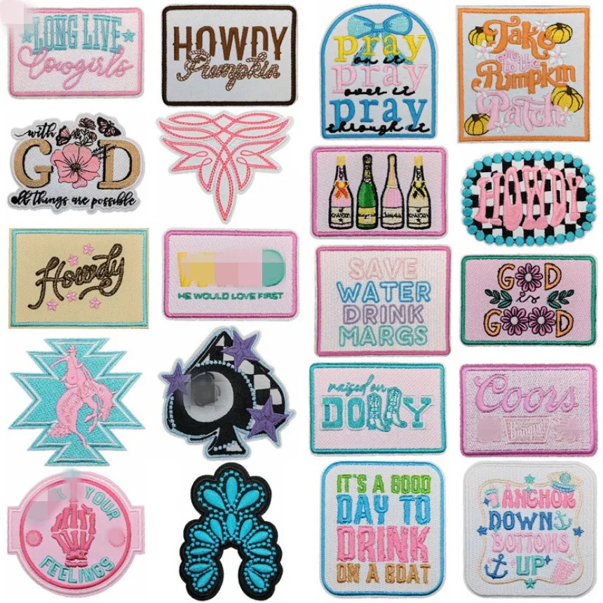 

10 Pcs Popular Badges Embroidered Patches Iron On Clothing Hat Bag Shoe Repair Material Phone Gift Box Decor DIY Accessory