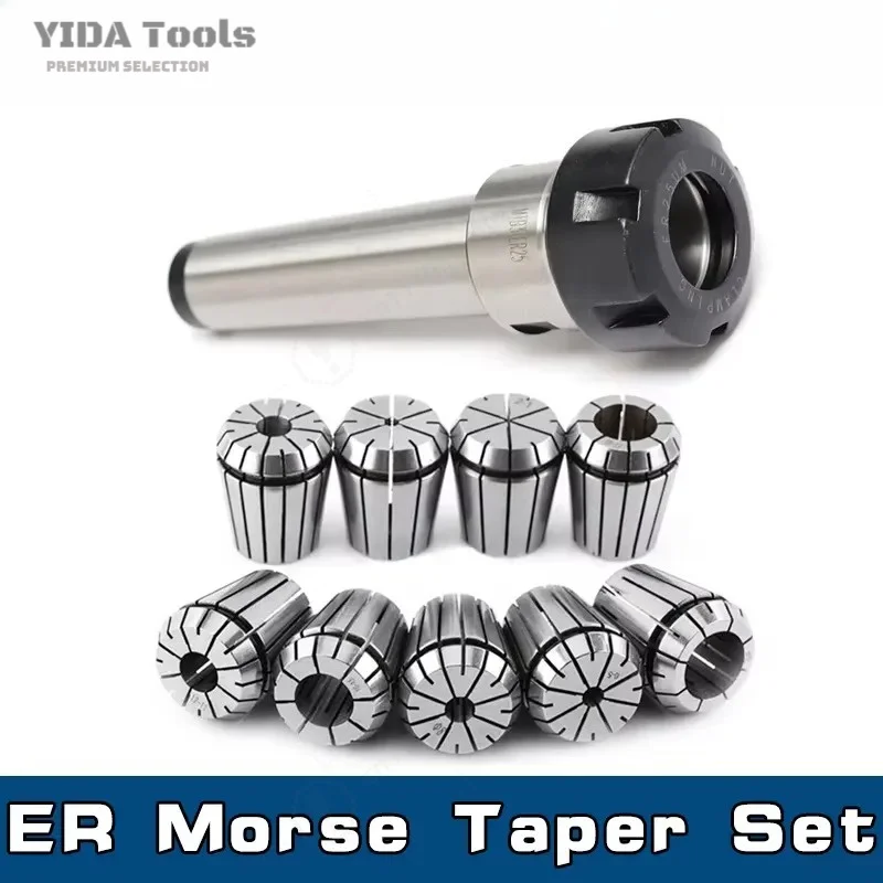 1pcモールステーパーmt2-mt3-mt4-er16-er20-er25-er32ツールホルダーmta2-3-4-mtb2-3-4、cncフライス盤旋盤用9個入りスプリングコレット付き