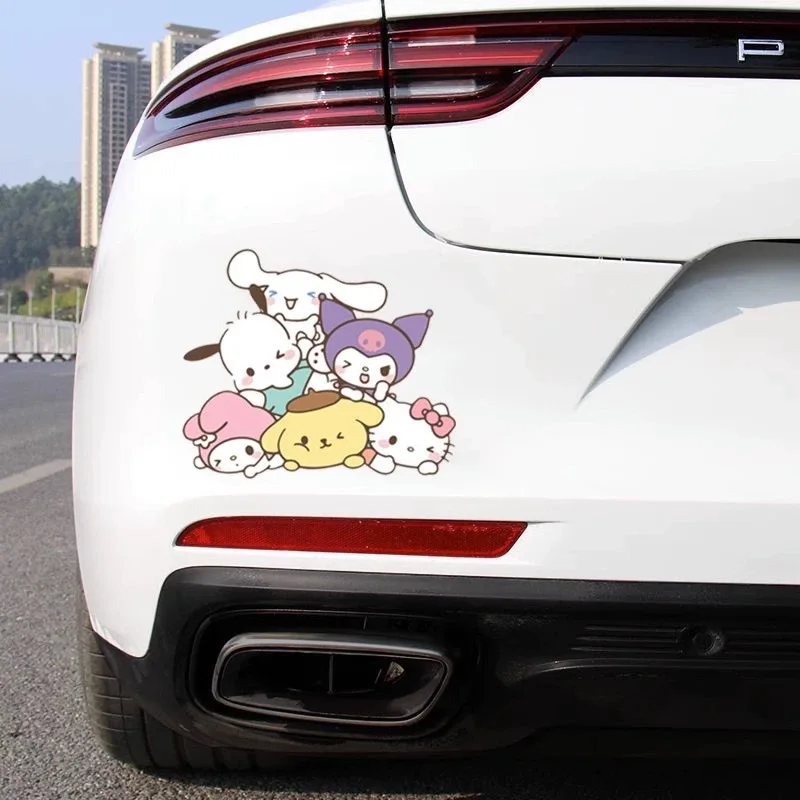 Car stickers Sanrio Hello Kitty kuromi cute cartoon personality motorcycle body sticker peeping doll decorative sticker car wind