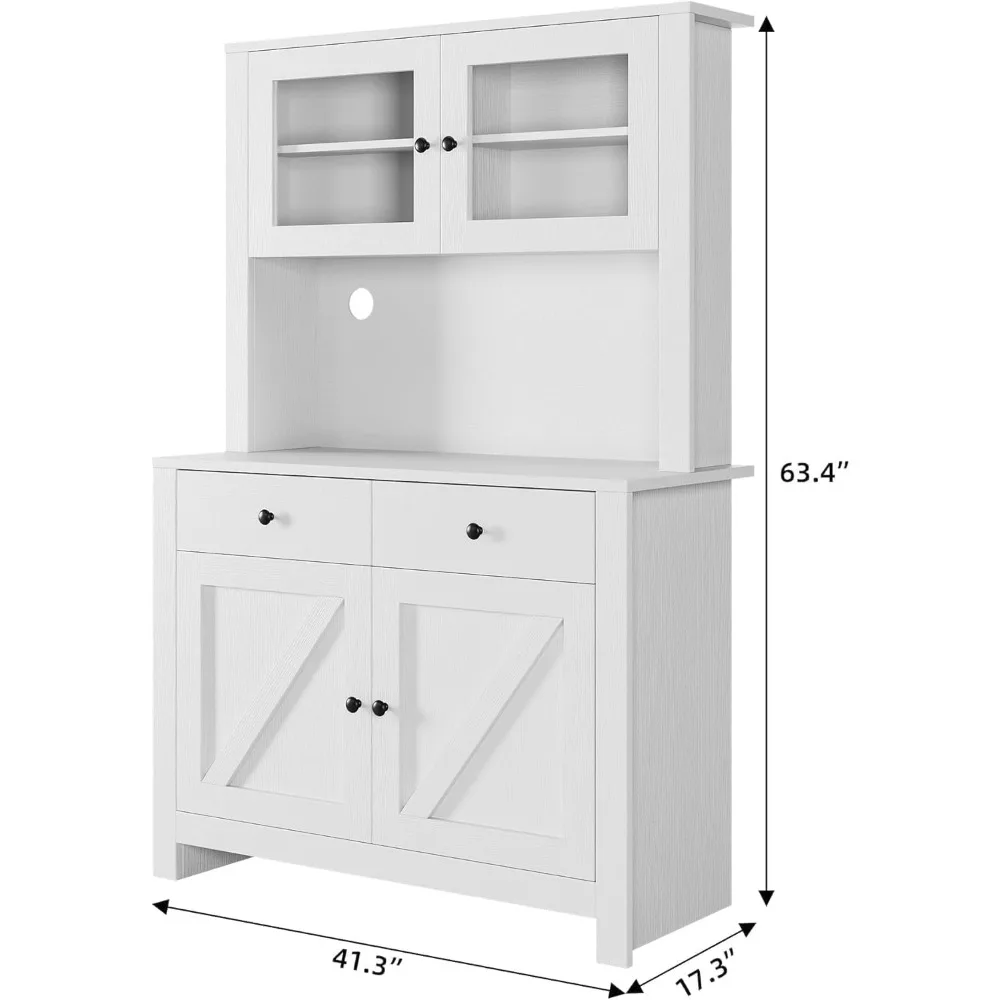 Gabinete de despensa de cocina con soporte para microondas, gabinete de aparador independiente con armario de Buffet, gabinetes de cocina altos con ajustable