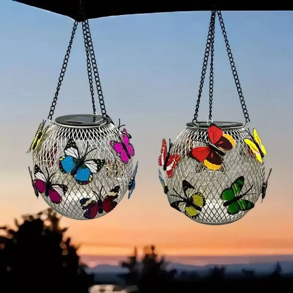 

Waterproof Solar Butterfly Hanging Light Brighter with Hook Solar-Powered Lantern Lights Retro Rechargeable Camping Light