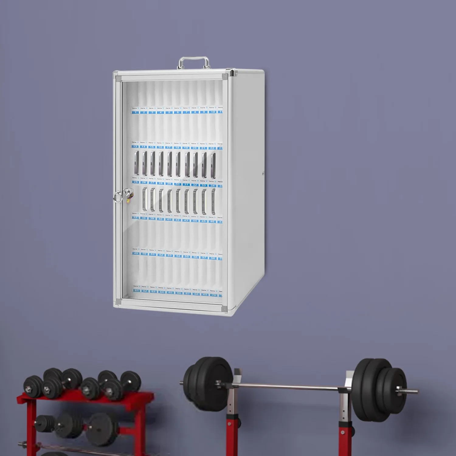 72 Slots Aluminum Alloy Pocket Chart, Cell Phone Locker for Classroom, Storage Cabinet for Cell Phones, Wall-Mounted with a Locked - view 8