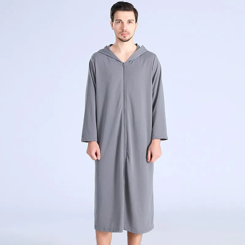 2023 Summer Couple Robes Zipper Bathrobe Pajamas Men Women Hooded Dressing Gowns Thin Hot Spring Pajamas Fashion Long Nightwear