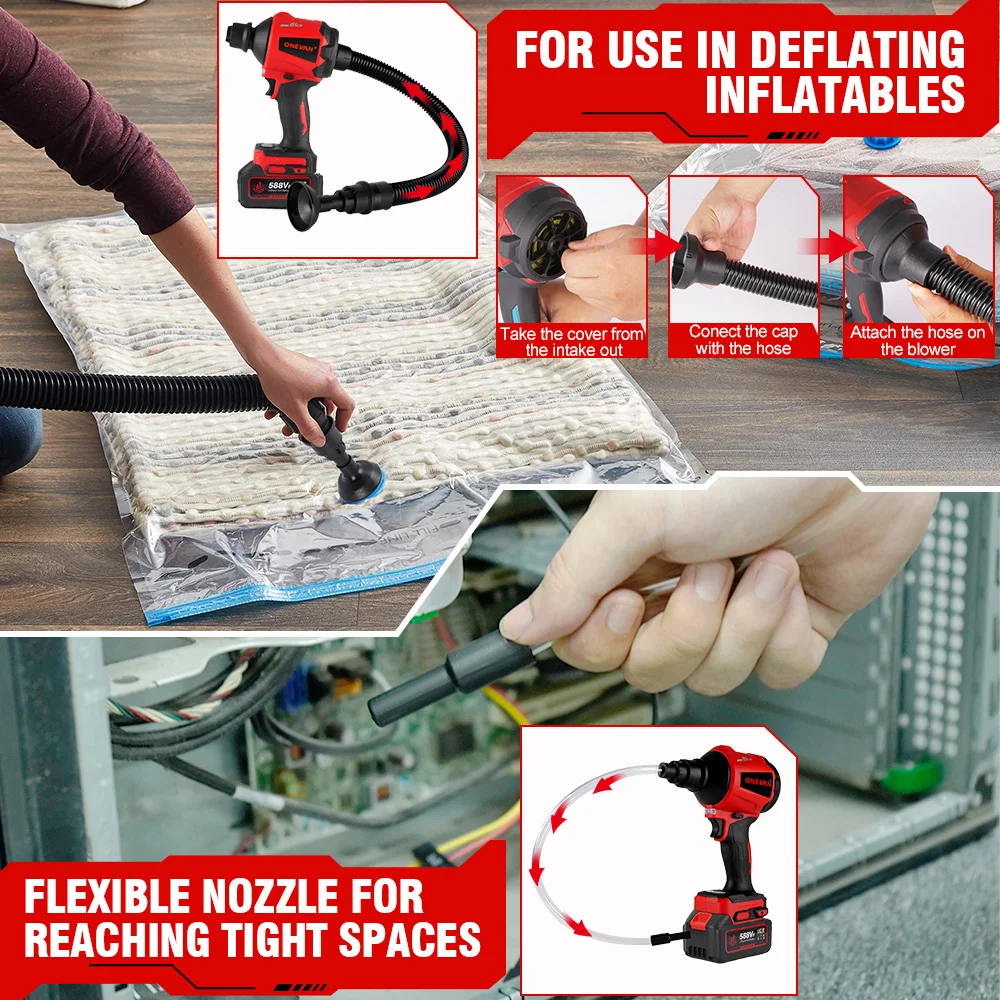 ONEVAN 80000RPM Brushless เครื่องเป่าลมไฟฟ้าไร้สายทําความสะอาดเครื่องกวาดชาร์จ Dust Blower สําหรับ 21V 18V แบตเตอรี่