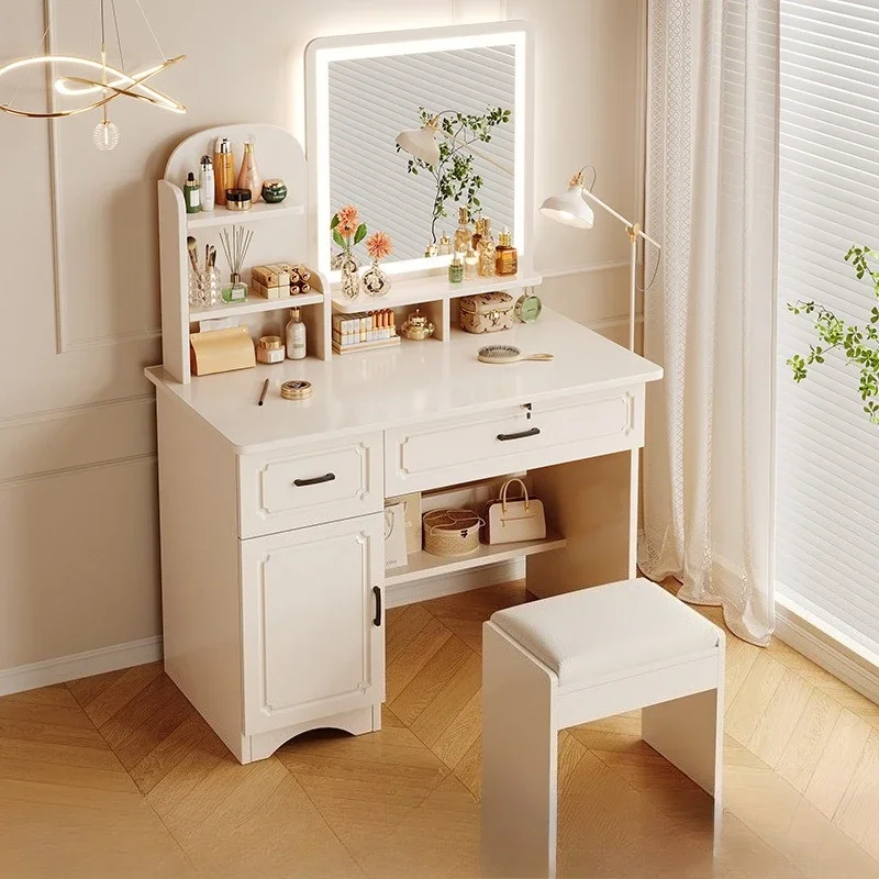 Durable European Dressing Table Bedroom Princess Style With Mirror Storage Integrated Table Cream Style Makeup Table And Chairs
