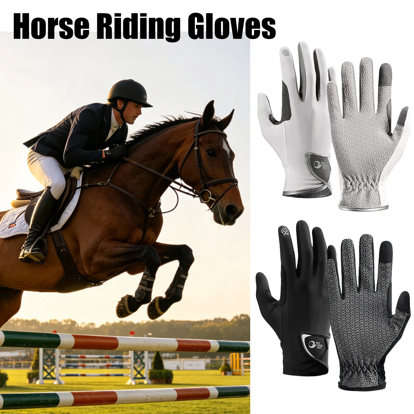 Horse Riding Gloves Non Slip Breathable Equestrian Gloves For Men Women Lightweight Touch Screen Shock Absorb Riding Gear