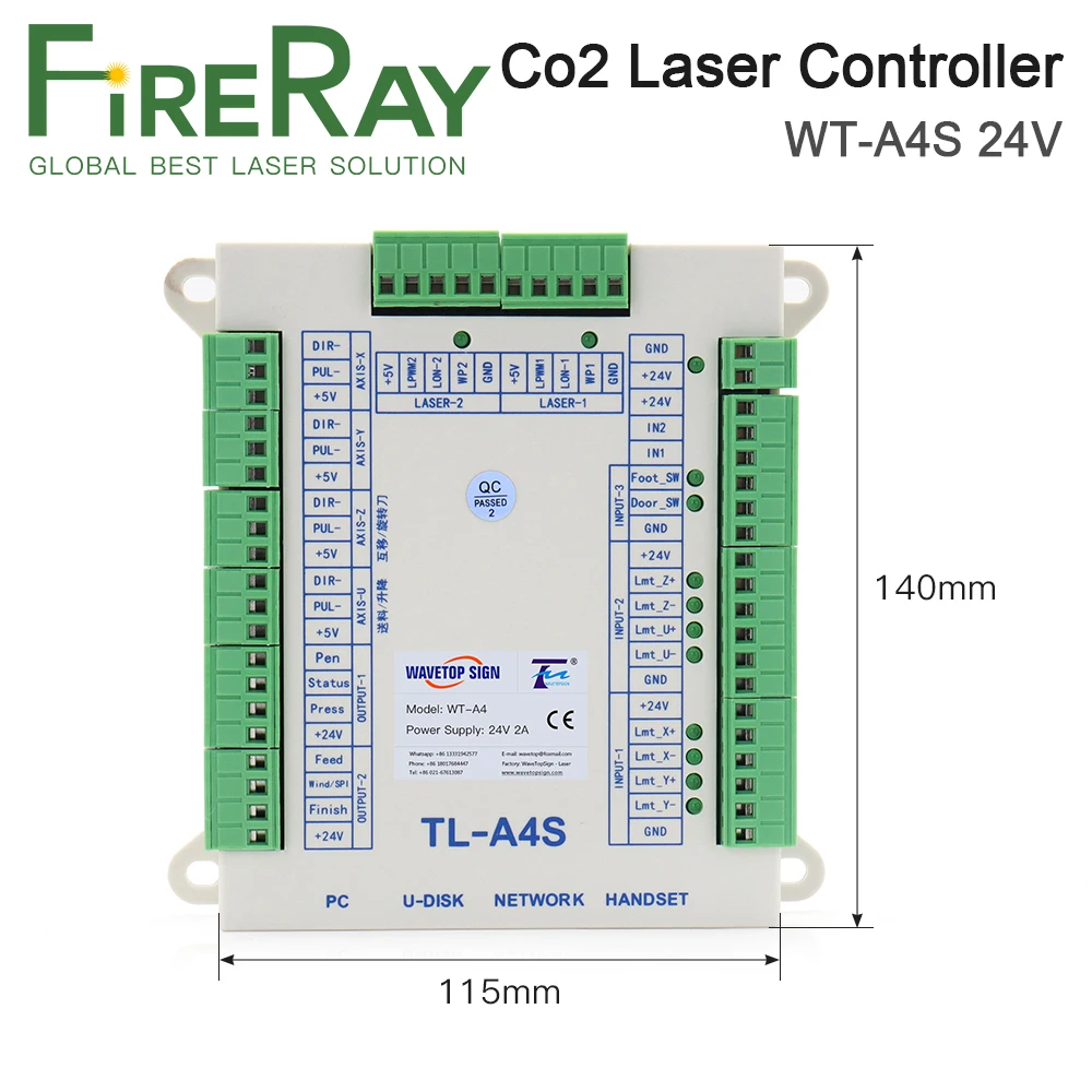 FireRay Stock Co2 Laser Controller System TL-A4S for Co2 Laser Engraving Cutting Machine