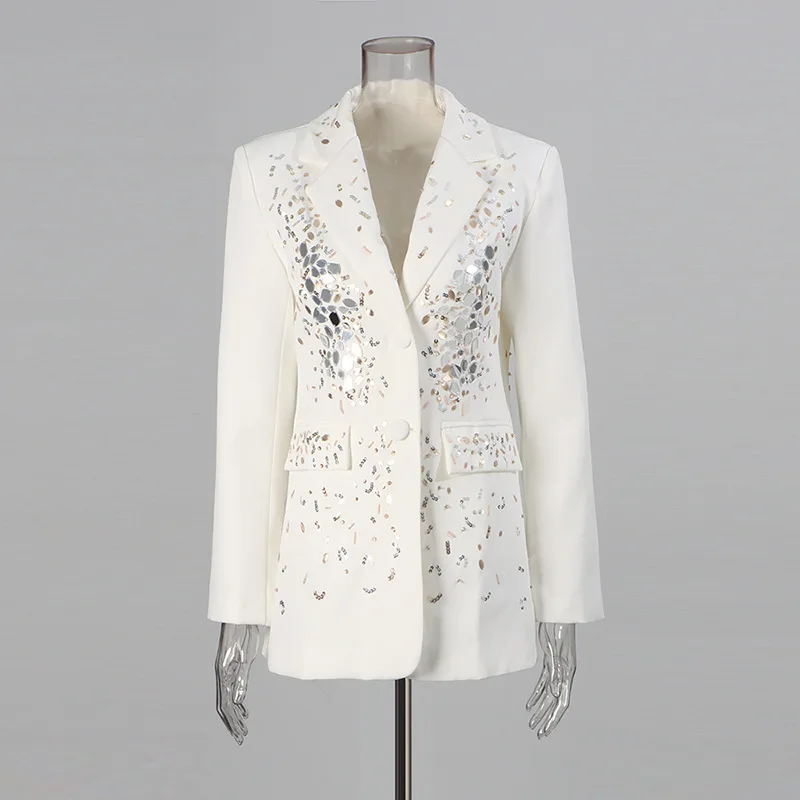 HKSH Autunno Nuove Donne Vestito a Due Pezzi Set Borchiato Diamanti Lucidi monopetto Office Lady Blazer Elegante Pantaloni Alla Moda HK11553