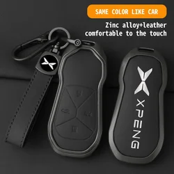 New Zinc Alloy Leather Car Remote Key Case Cover Fob Protector Shell for Xpeng Xiaopeng P5 P7 G9 G3i Auto Interior Accessories