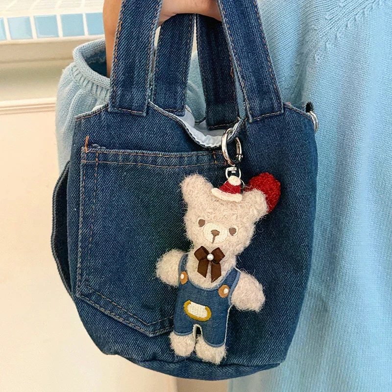 Orso di cartone animato Peluche Portachiavi Cucciolo di cartone animato Morbido bambola di pezza Ciondolo Portachiavi per auto Zaino Borsa Decor Regalo per bambini