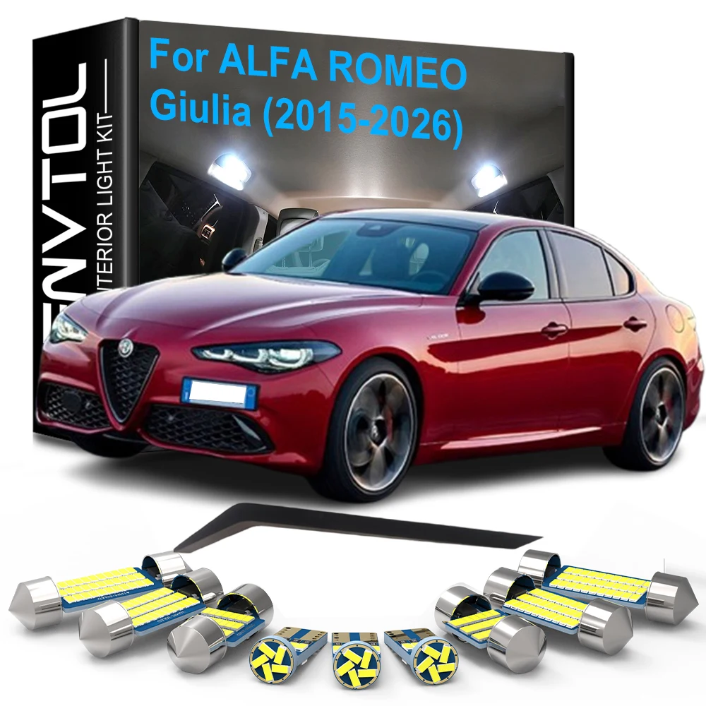 11-teiliges LED-Innenbeleuchtungsset Canbus für Alfa Romeo Giulia 2015-2026 Auto-Kosmetikspiegel Kofferraum Handschuhfach Türleuchte