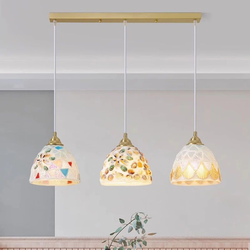Colorful Pendant Light Mediterranean Style Bohemia Chandeliers Stained Glass Shade Mosaic Hanging Lamp Dining Room Bar Lighting