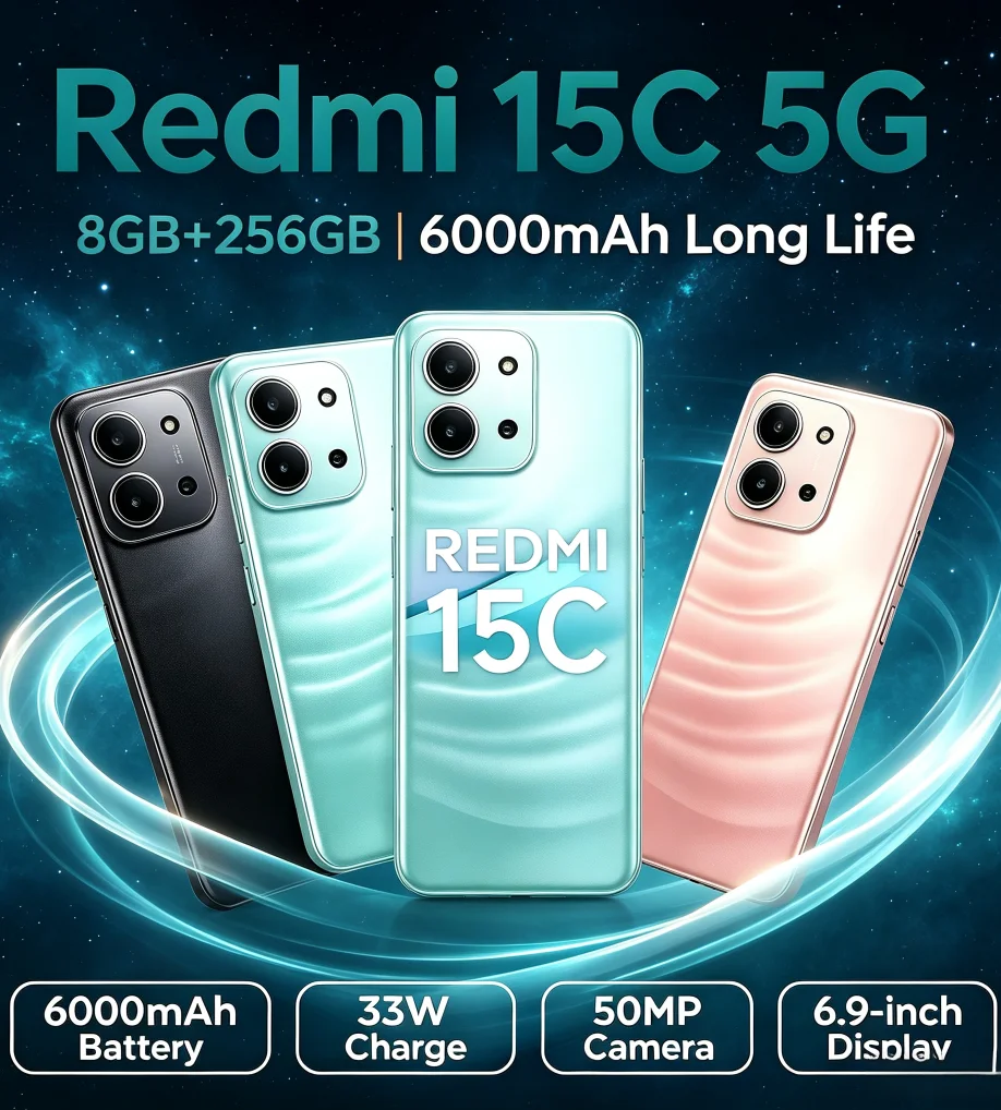 2026 New Redmi 15C Unlocked Android Smartphone 8+256GB Dual SIM Dual Standby Feature Official Authentic Product