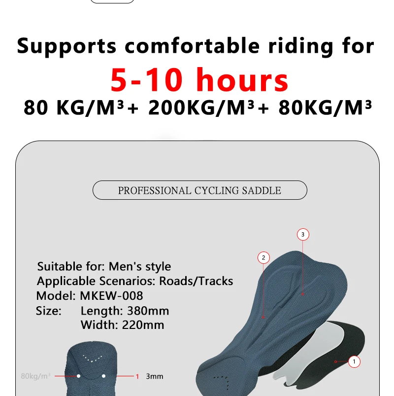MKEW 2026 Herren-Latzhose Race Fit Schnelltrocknend und Atmungsaktives Gewebe mit Hochdichter Polsterung für Lange Fahrten – Detail 5