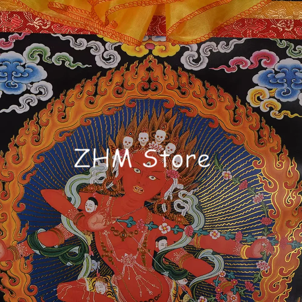 Kurukulla/Ksitigarbha/Auspicious Mother/Eighteen Arhats Gold Print Painted Tibetan Figurine Decorate Hanging Buddhist Thangka