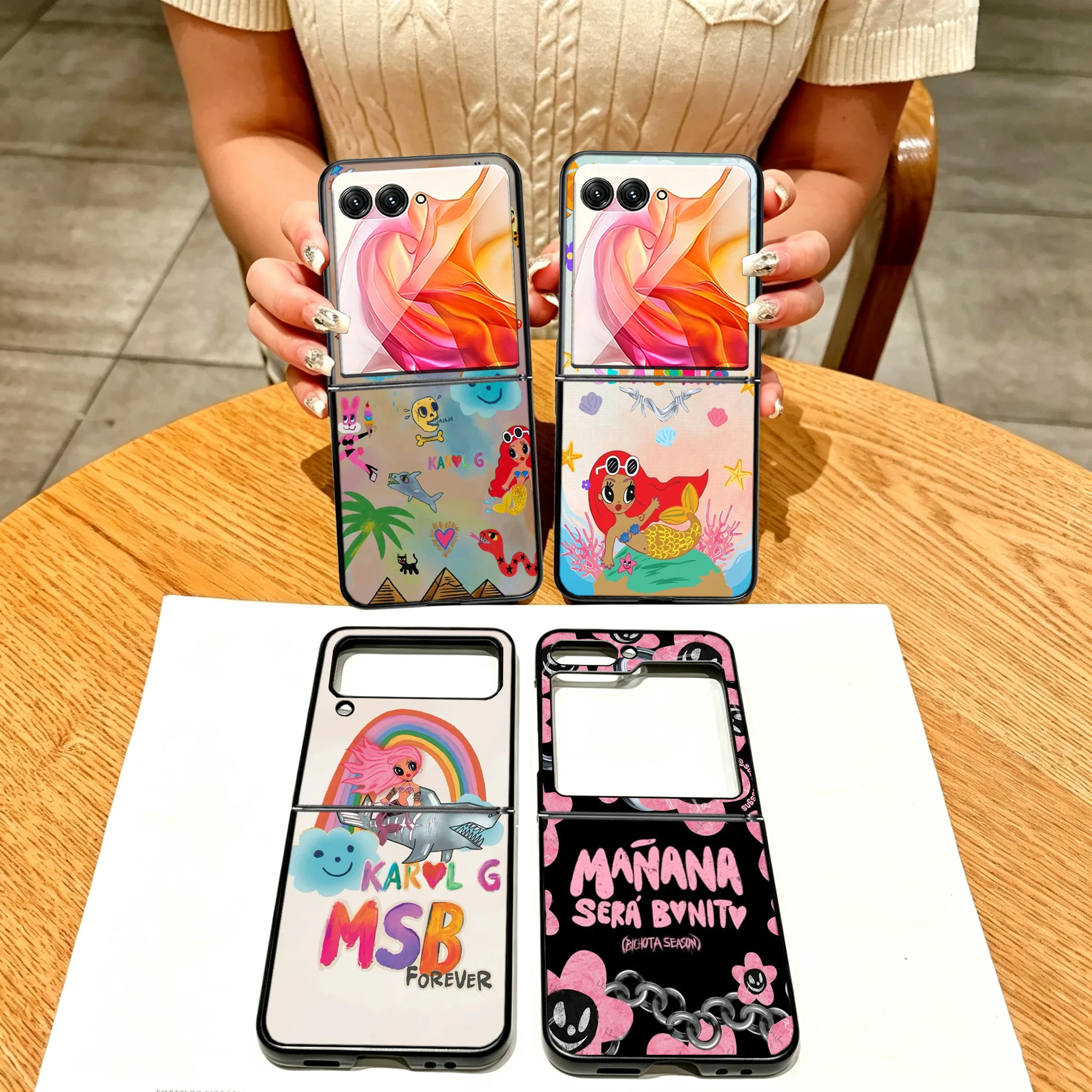 K-Karol G Amargura Phone Case For Samsung Z Flip 6 7 5G Galaxy Z Flip 5 3 4 5G Z Fold 8 Shockproof Hard Cover TPU Capa Soft