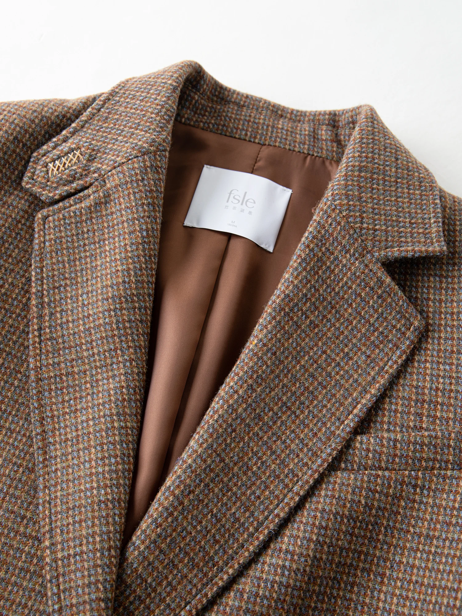 Premium Women's Brown Wool Checkered 3-Piece Suit Set