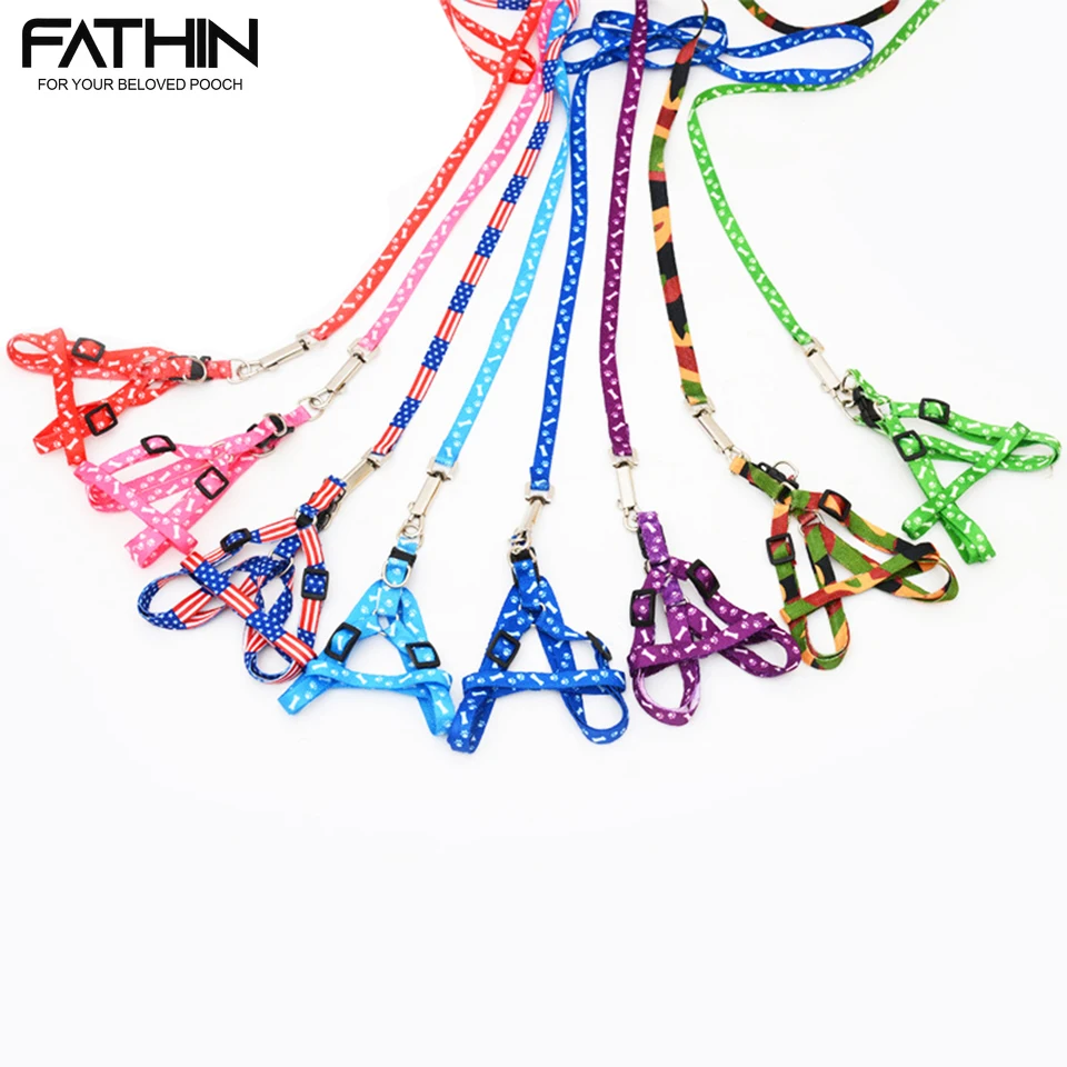 FATHIN Hot Sale Pet Dog Leash Traction Rope Pet Harness Dog Collar for Puppy Small Dogs 10 Colors