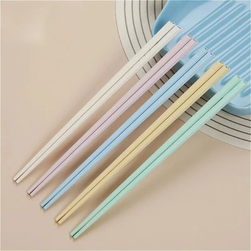 

5Pairs Chinese Chopsticks Cute Non-Slip Korean Reusable Chopsticks Set Healthy Alloy Tableware Creative Colorful Sushi Sticks