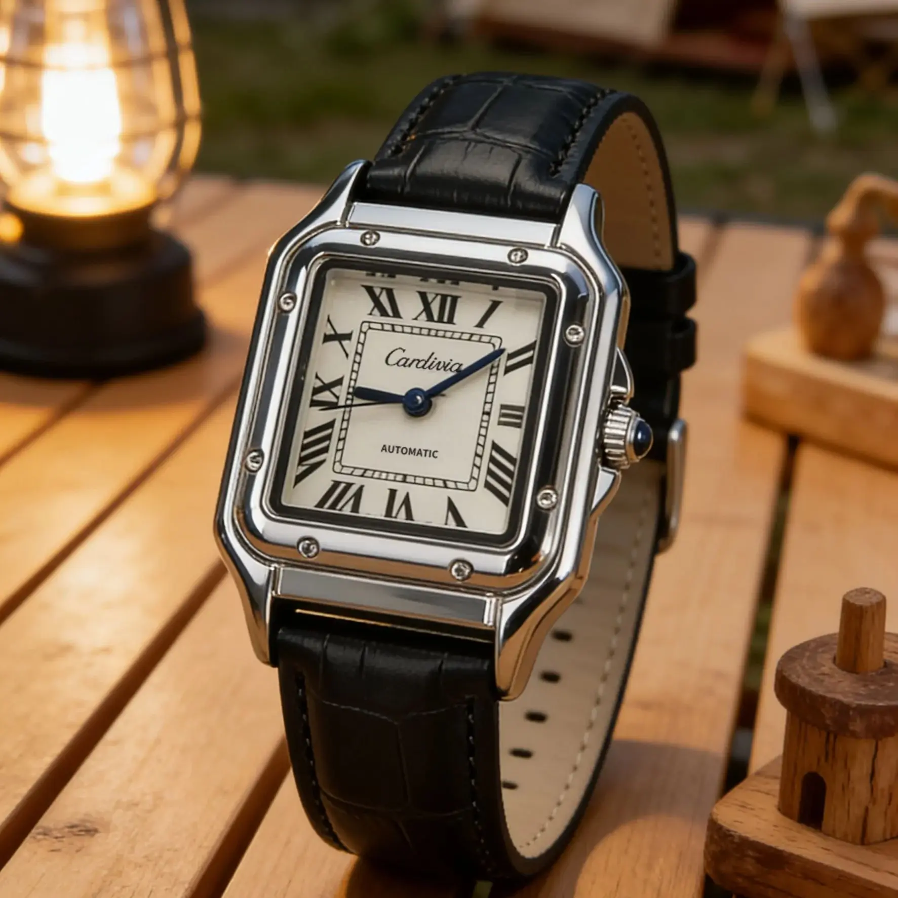 Luxury Square Quartz Watch for Women, White Dial, Roman Numerals, Black Leather Strap, Stainless Steel Case, Waterproof Women's Watch, Business Casual Office Watch, Ladies' Watch