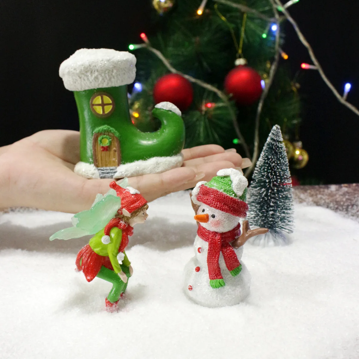 4pcs/set Christmas Tree Decor Set - Handmade Resin Tabletop Ornaments for Home & Office
