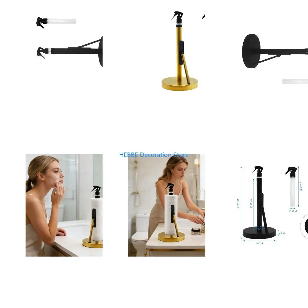 B0KC High Grade Metal Bathroom Tissue Support Combined With Convenient Cleaning Solution Bottle Stand For accessible
