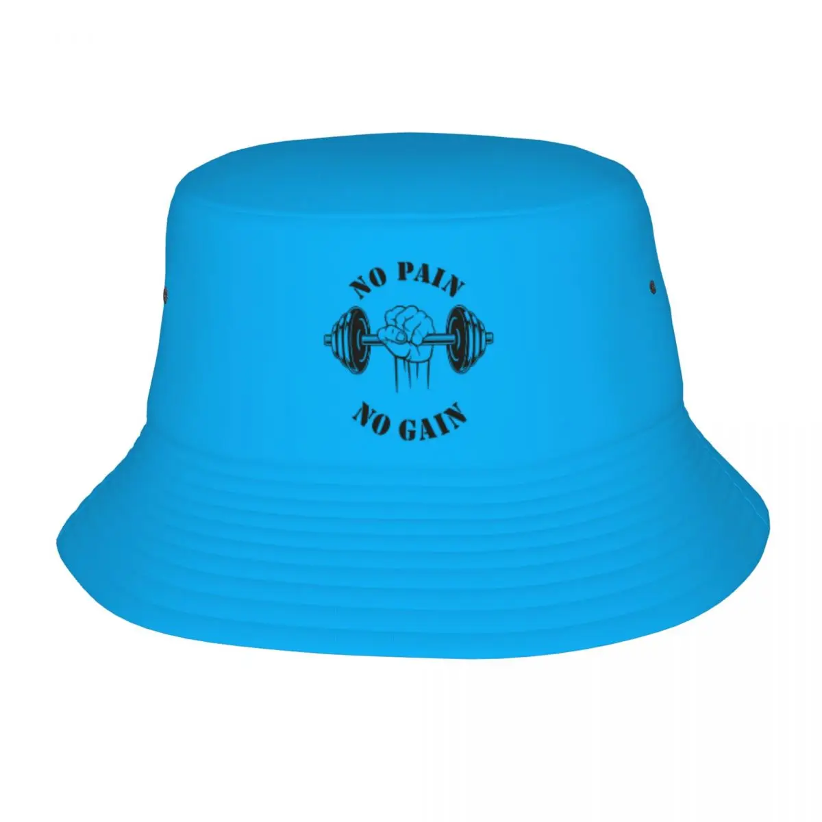 

Custom No Pain No Gain Beach Bucket Hat Men Women Unisex Bodybuilding Fitness Gym Summer Fisherman Cap