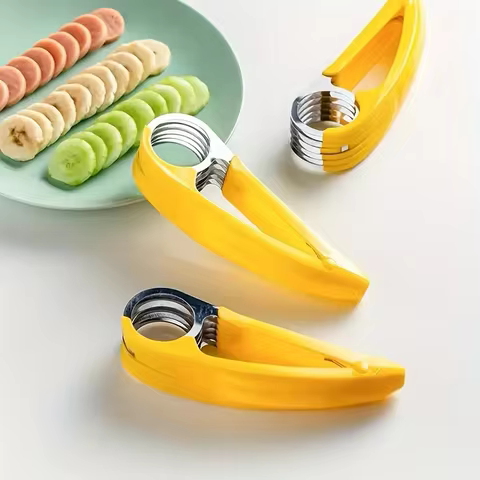 Stainless Steel Banana Cutter Fruit Vegetable Sausage Slicer Kitchen Gadget for Even Sausage an Fruit Slices Easy Slicing