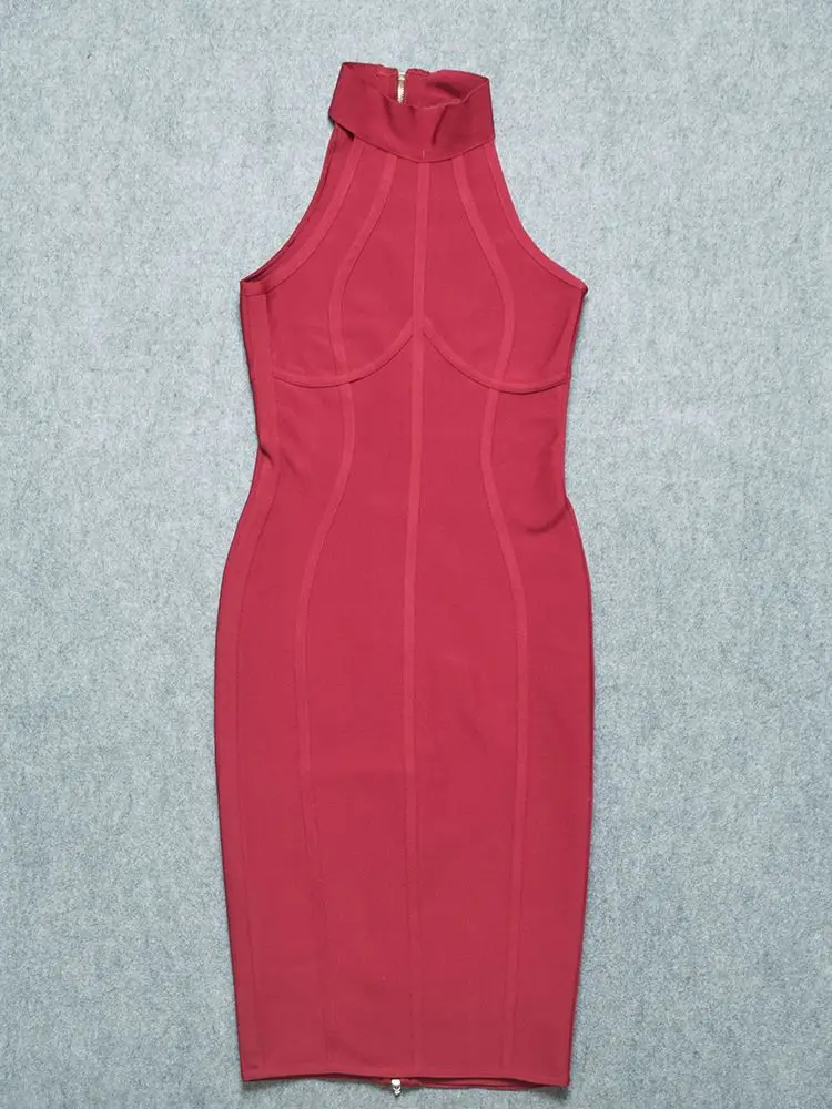 Vestido rojo vino de alta calidad, vestido de noche ajustado con cremallera y tanque de verano, vestido Bandage Vintage para mujer, Vestidos de fiesta XL 2025