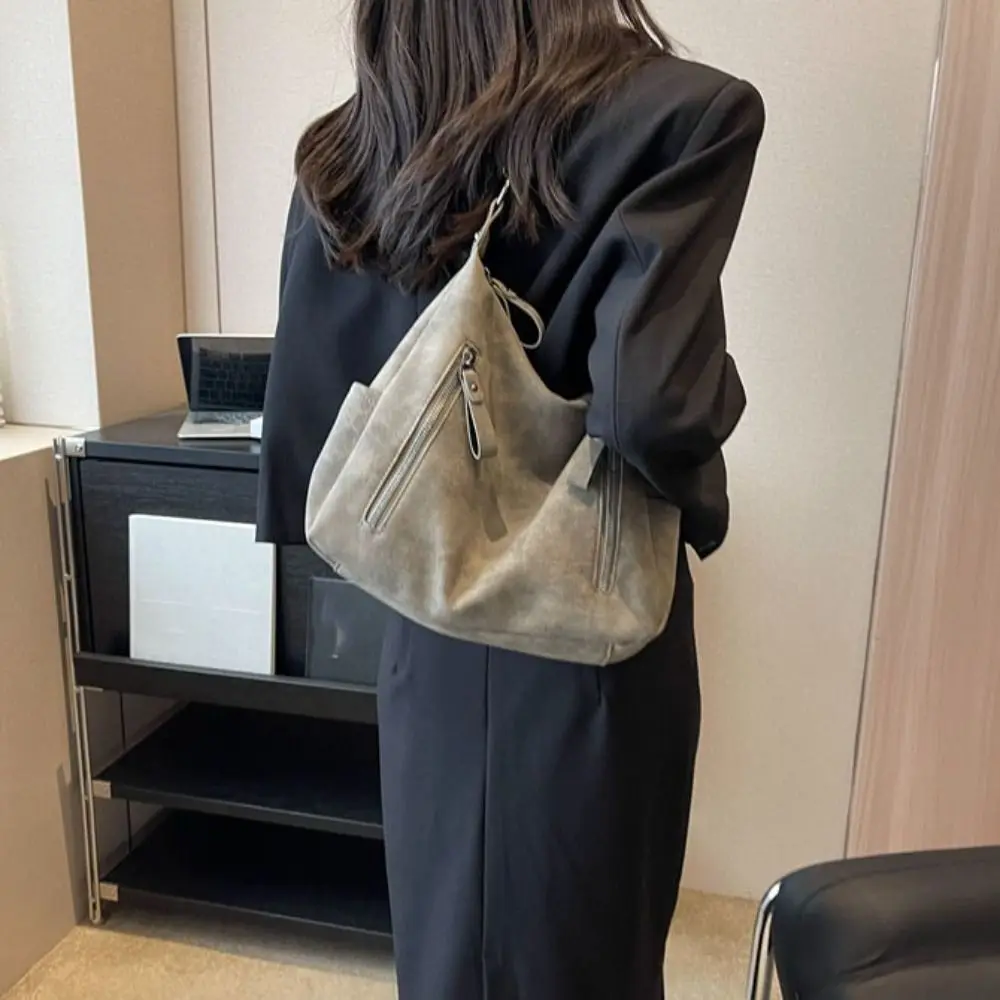 

School Bag Large Capacity PU Leather Shoulder Bag Casual Handbag Retro Underarm bag French Style New Design Tote Bag Women