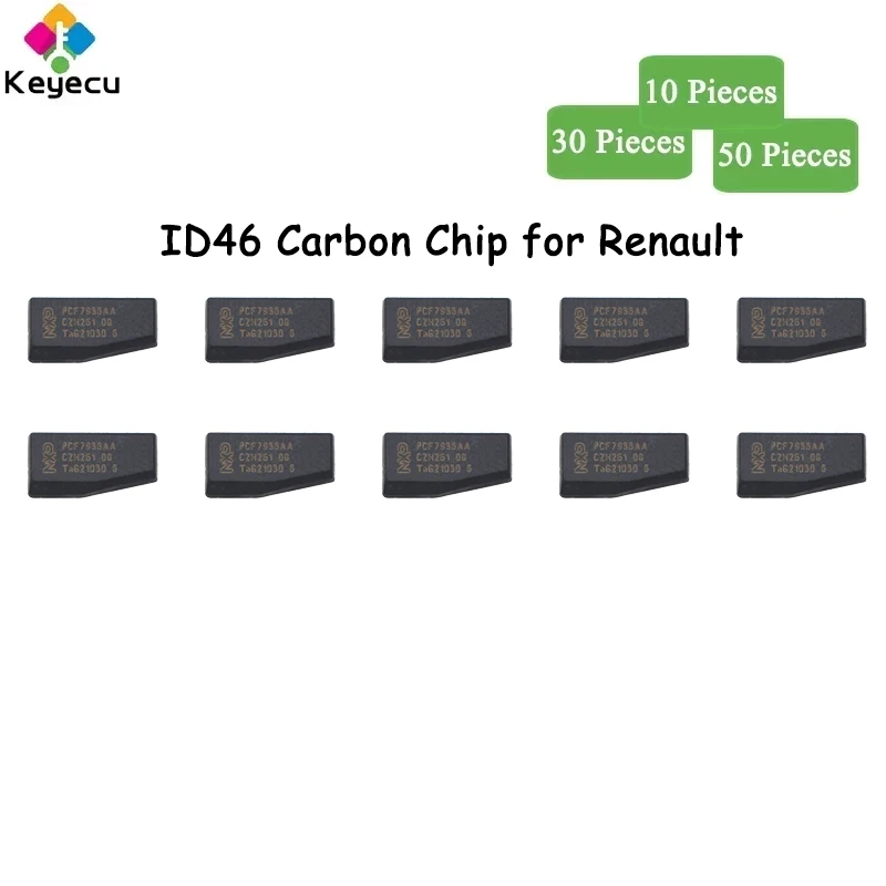 

KEYECU 10 30 50 Pieces Carbon ID46 Transponder Chip for Renault Remote & Transponder Key