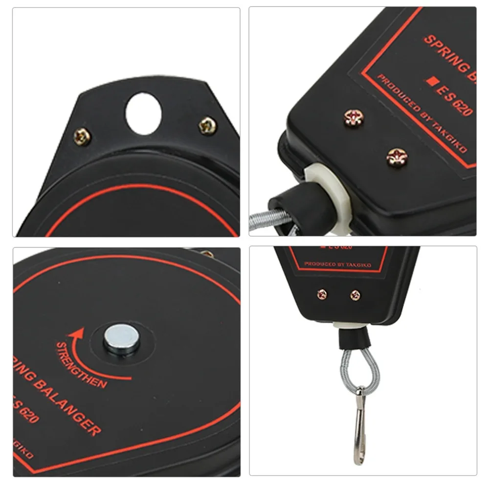 ES620 Spring Balancer Adjustable 1.35 Meters New Spring Balancer Black 0.6~2.0kg Capacity Retractable Hanger Tool Organization