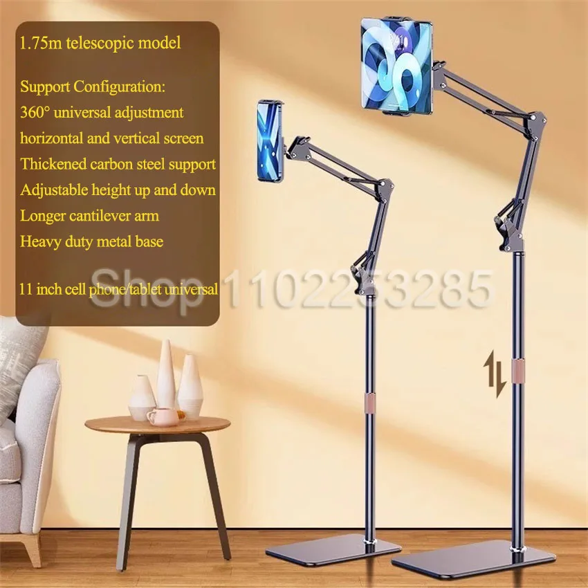 Floor-standing Bedside Mobile Holder, Flexible iPad Support Stand, Live Streaming Overhead Lazy Tablet Holder