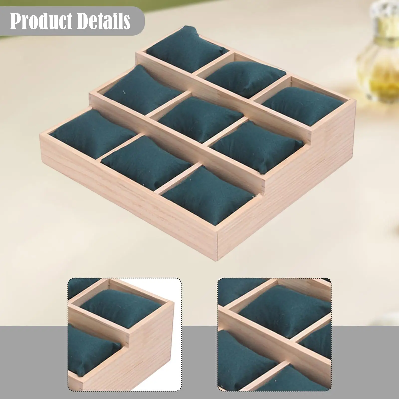 مشاهدة صينية الخشب مع الوسائد قلادة عرض صينية سوار عرض عرض للساعات القلائد والأساور درج العداد