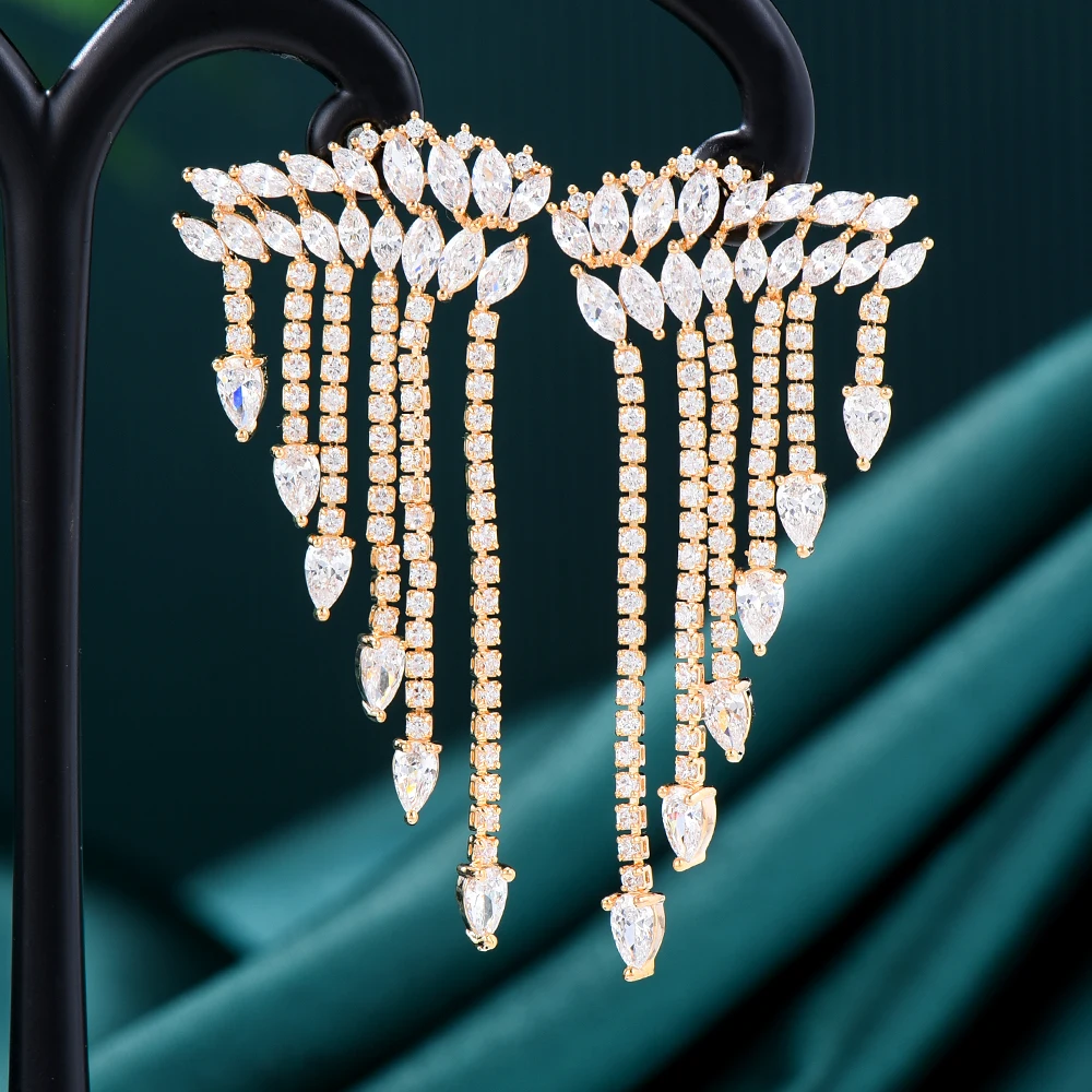 

Missvikki Luxury Long Pendant Earrings High Quality Cubic Zirconia European Wedding Party Show Best Gift Jewelry New Original