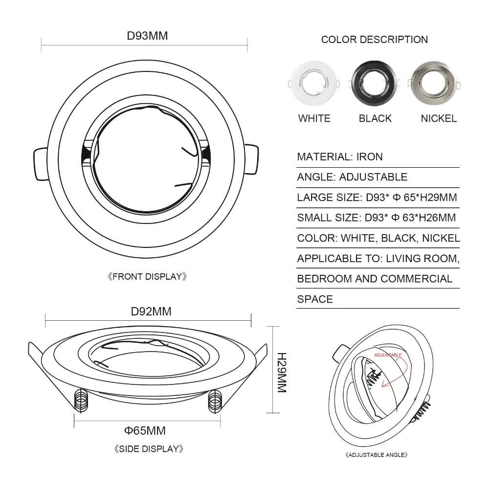 LED Recessed Downlight Frame GU10 MR16 Housing 2/4/6pcs Recessed GU10/MR16 LED Downlight Mounted Frame Lamp Holder Ceiling