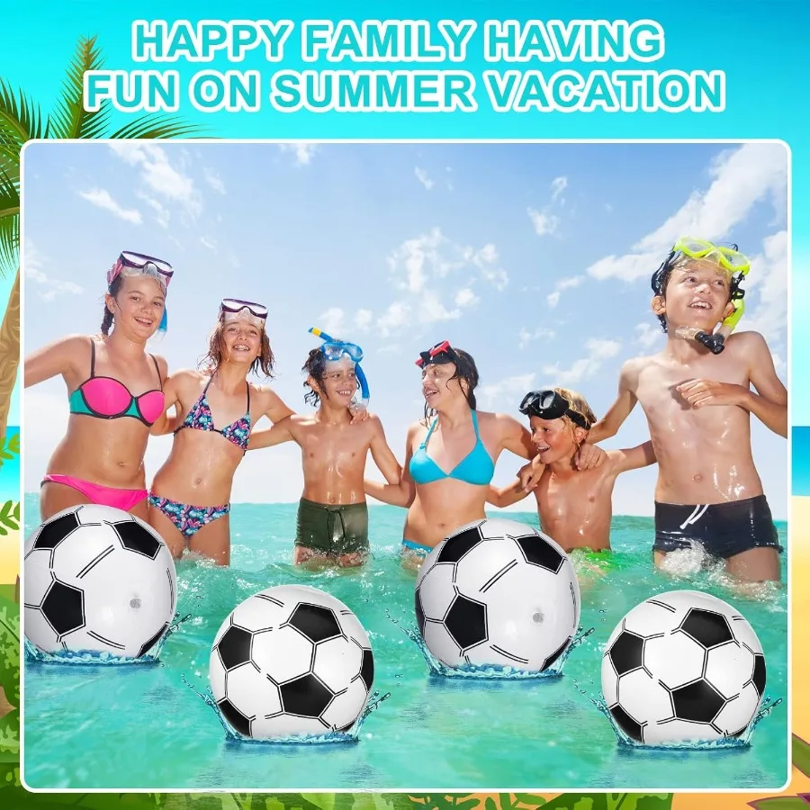 24 piezas 24 pulgadas pelotas de playa de fútbol pelotas de playa inflables a granel deportes temáticos favores de fiesta flotador de piscina juguete para fiesta de cumpleaños D